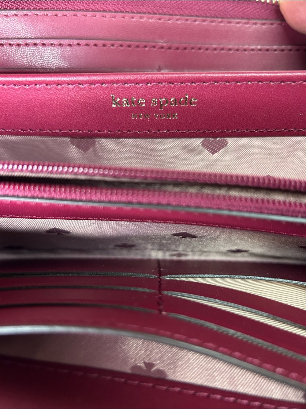 kate spade pebbled leather zip wallet in magenta - Picture 7 of 11